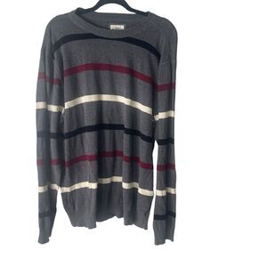 Old Navy Men's Size XXL Gray Striped Crew Neck Long Sleeve Henley Sweater
